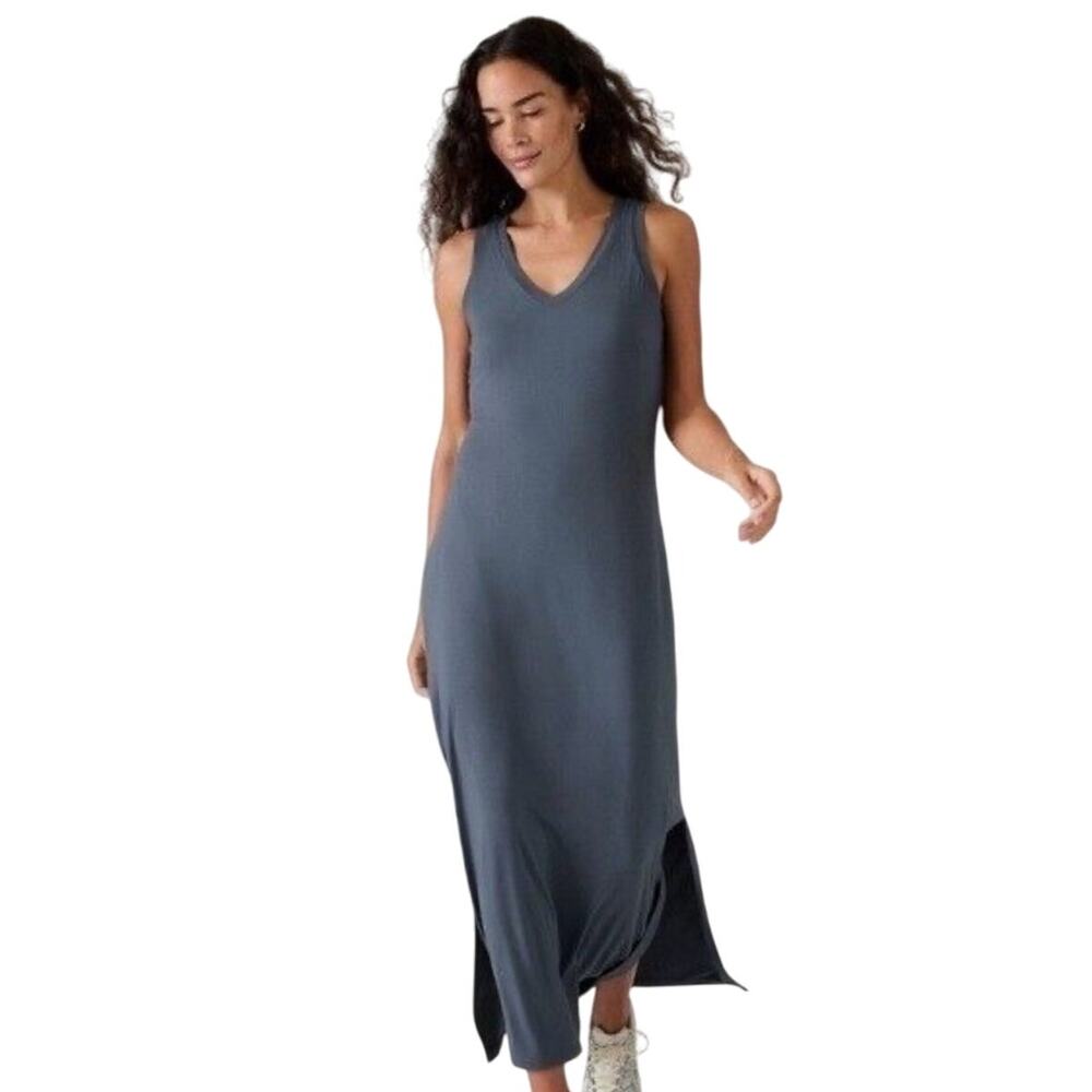 Athleta Slate Blue Santorini Knit Maxi Dress Size L